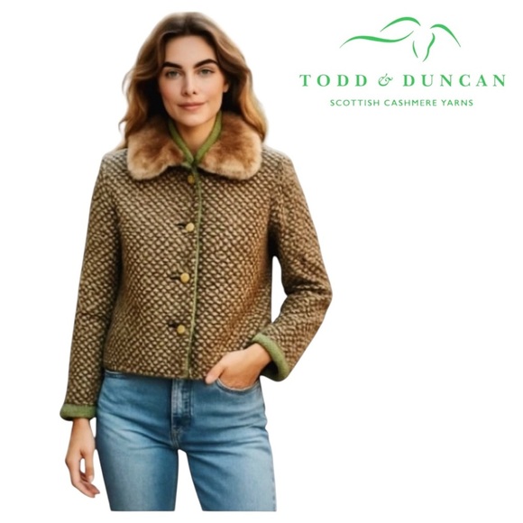 Todd & Duncan Women’s 2-Piece Cashmere Jacket. Green. Medium - Picture 1 of 13